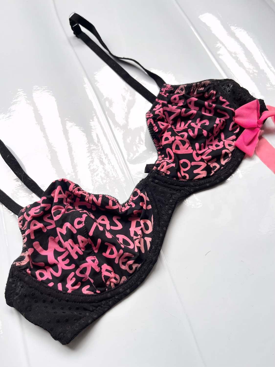Pink mesh bra