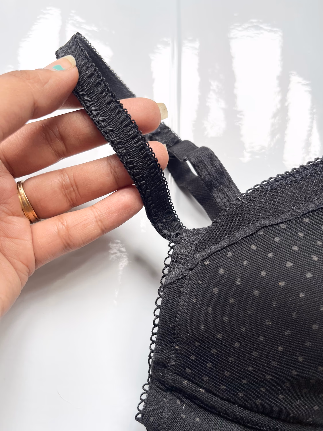 Polka dot black bra