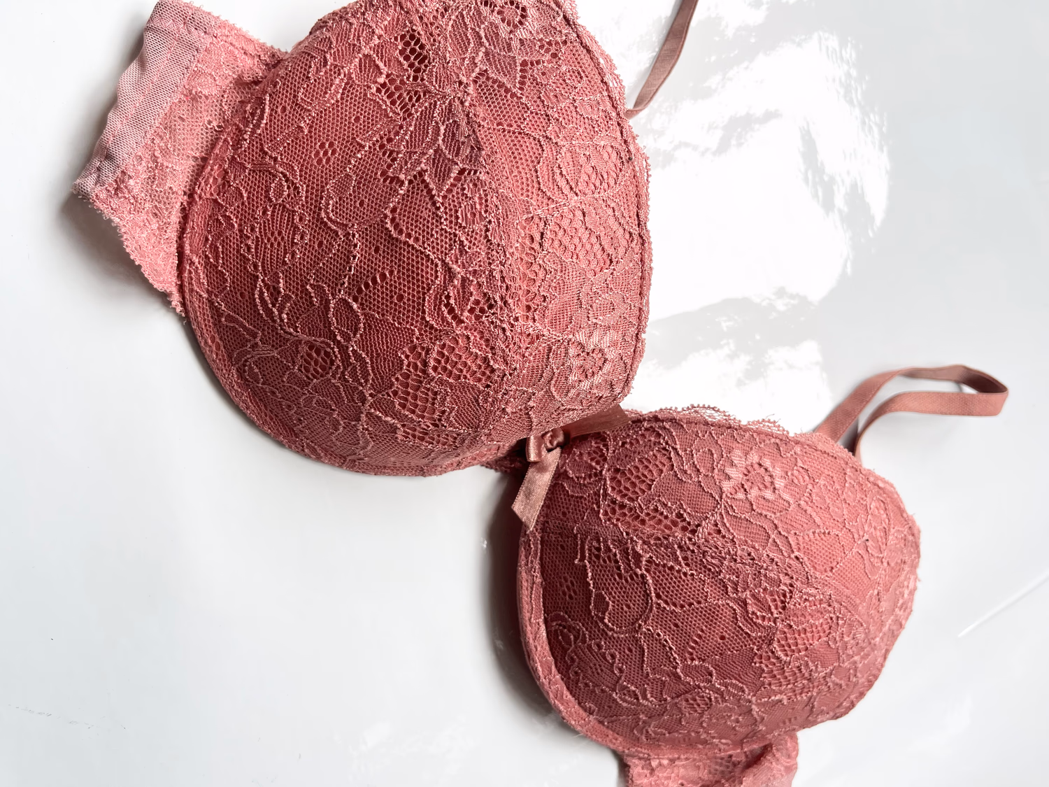 Pink lace bra