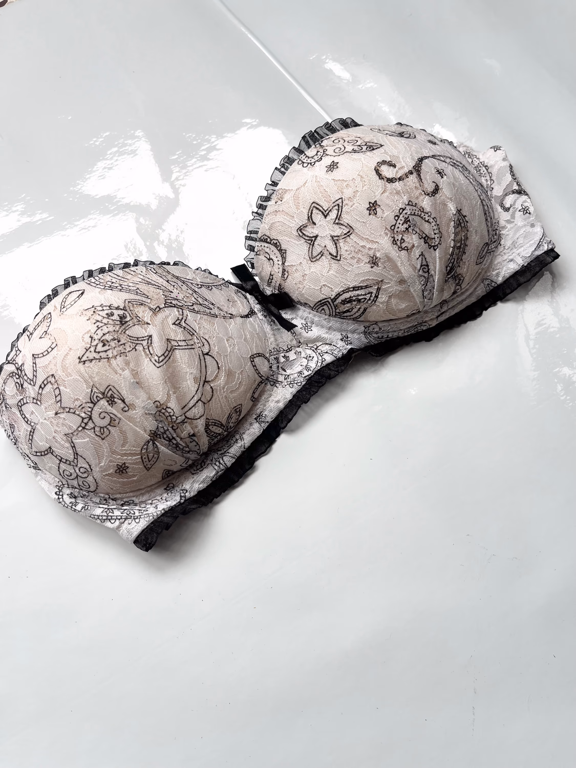 white printed bra