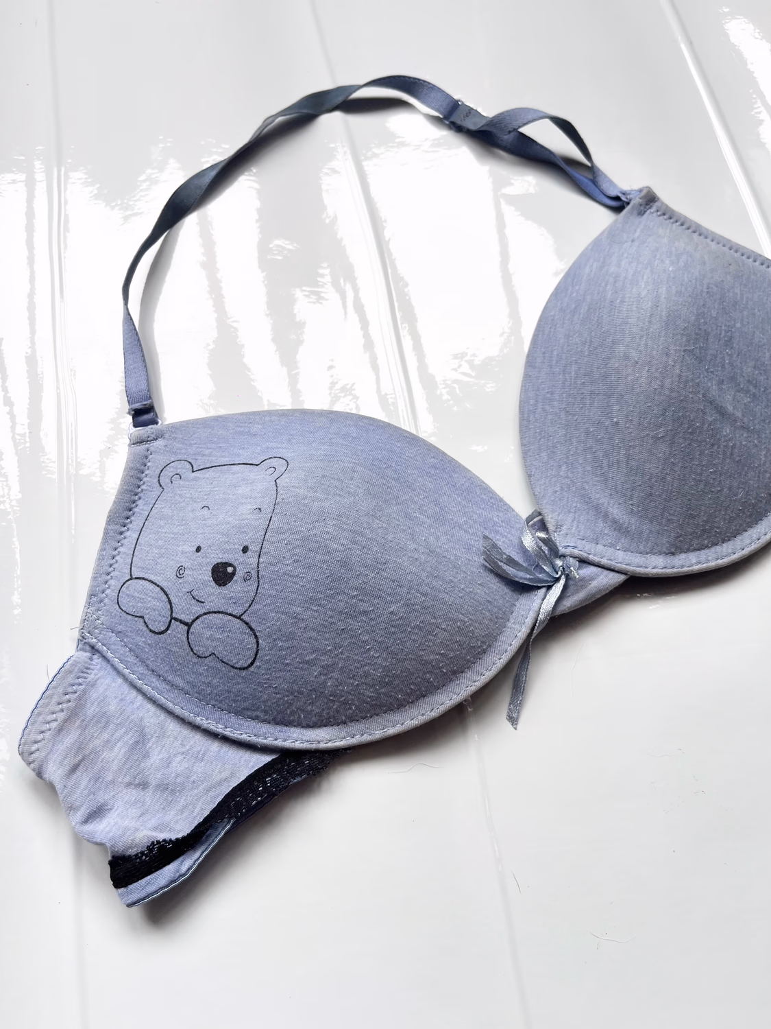 Blue halter neck bra