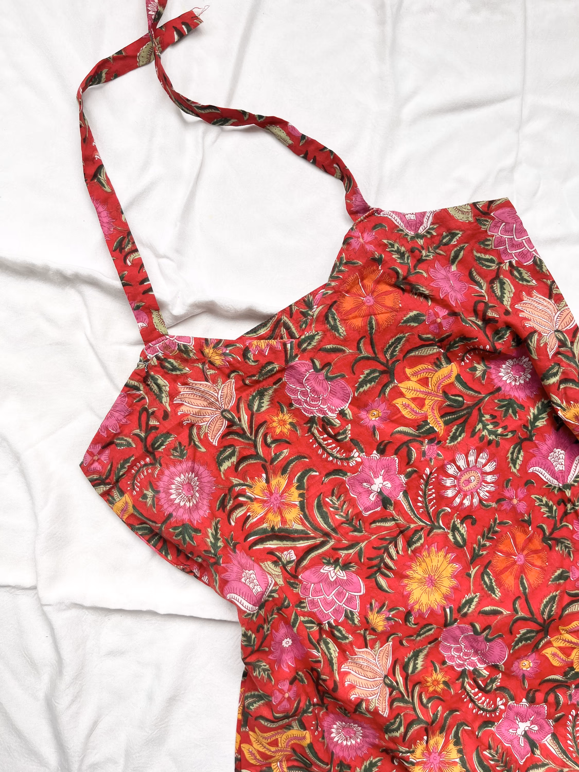 Red floral halter neck kurti