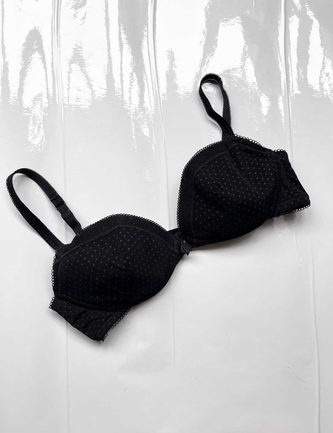 Polka dot black bra