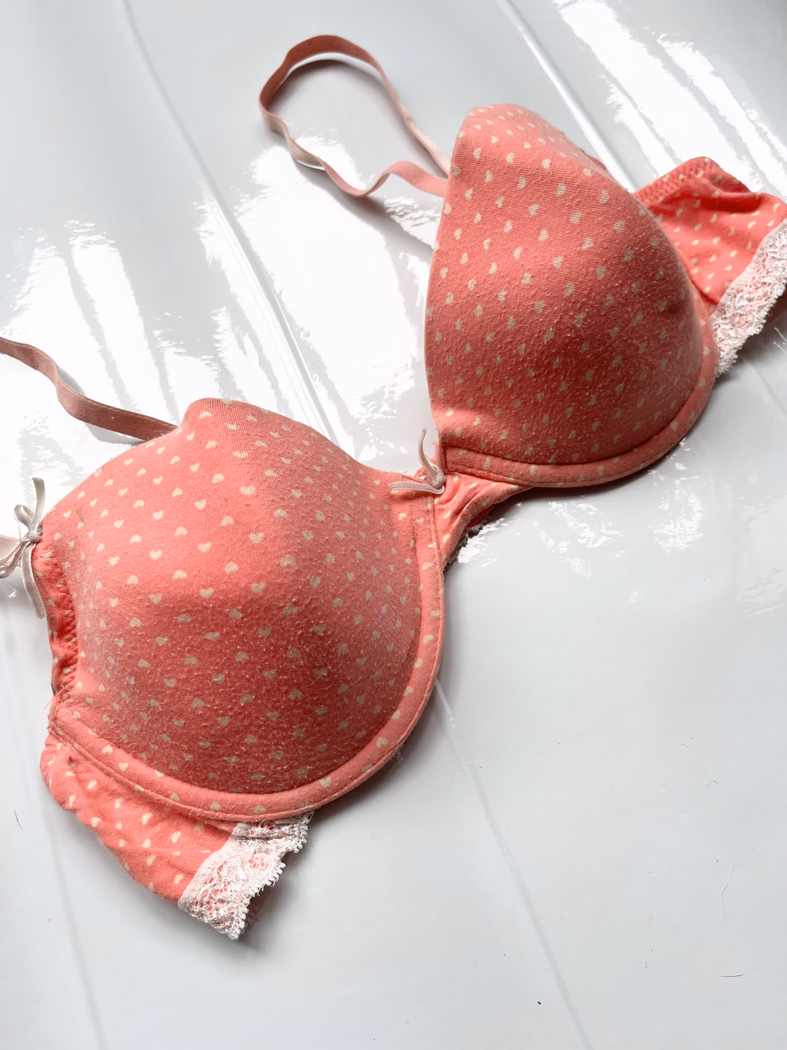 Peach polka dot bra 