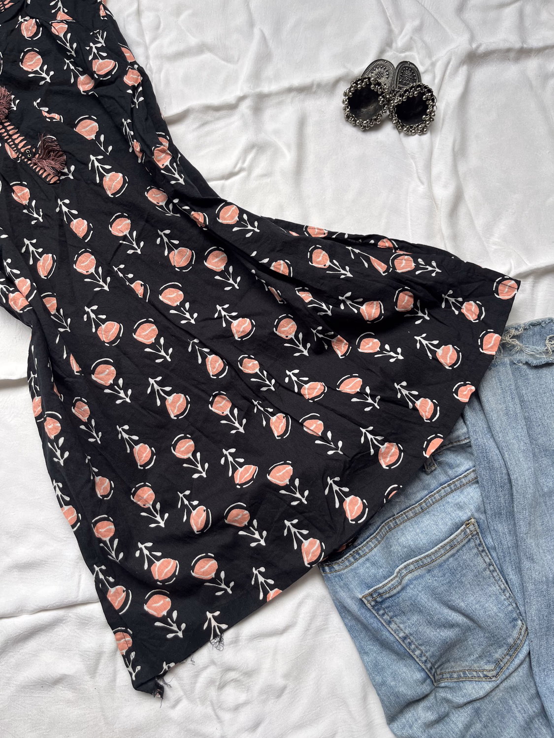 Black printed kurti