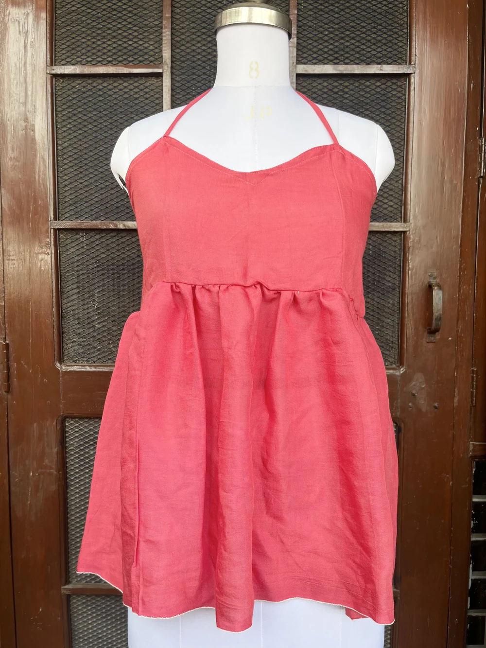Pink Halter-neck kurti