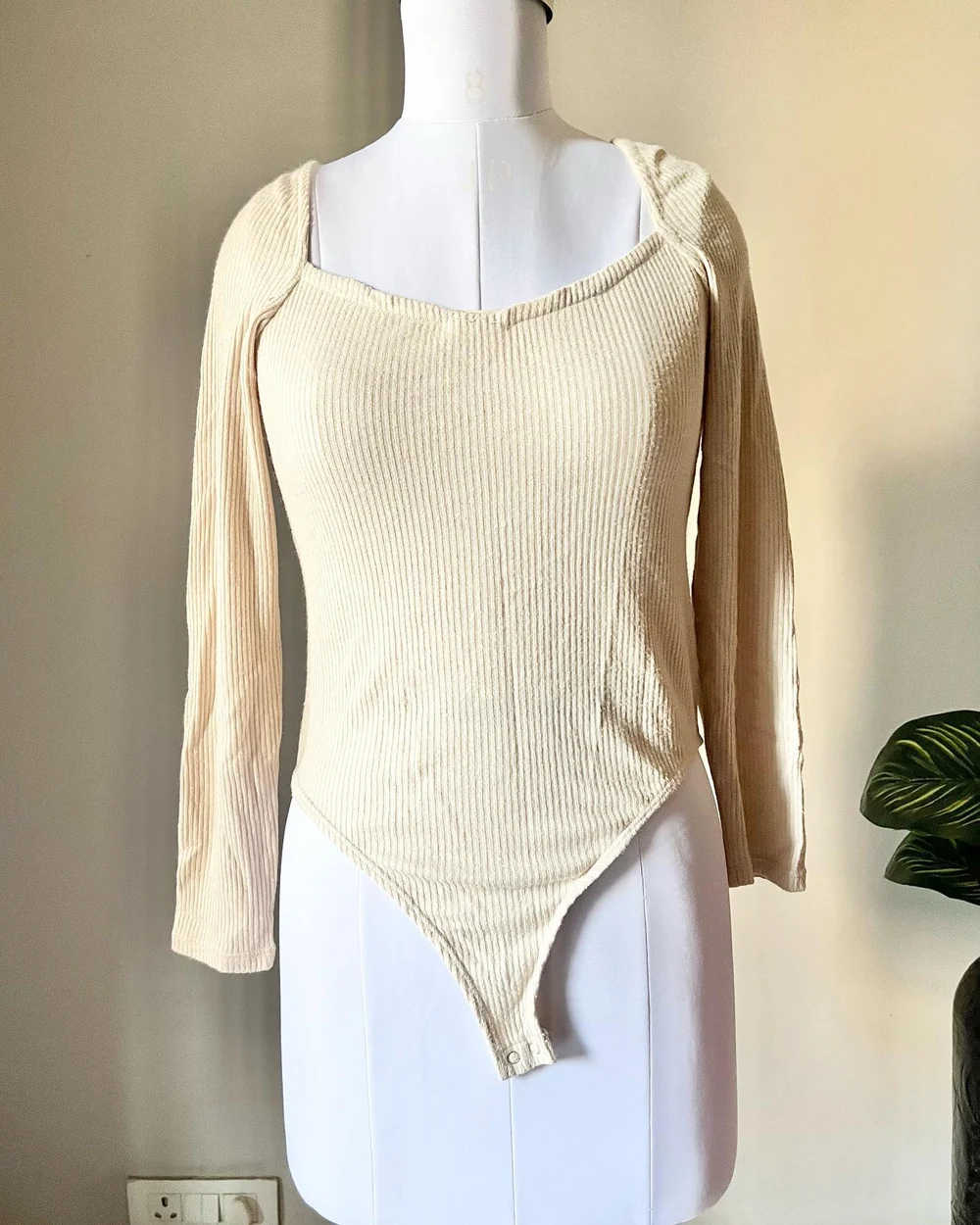 White ribbed bodysuit