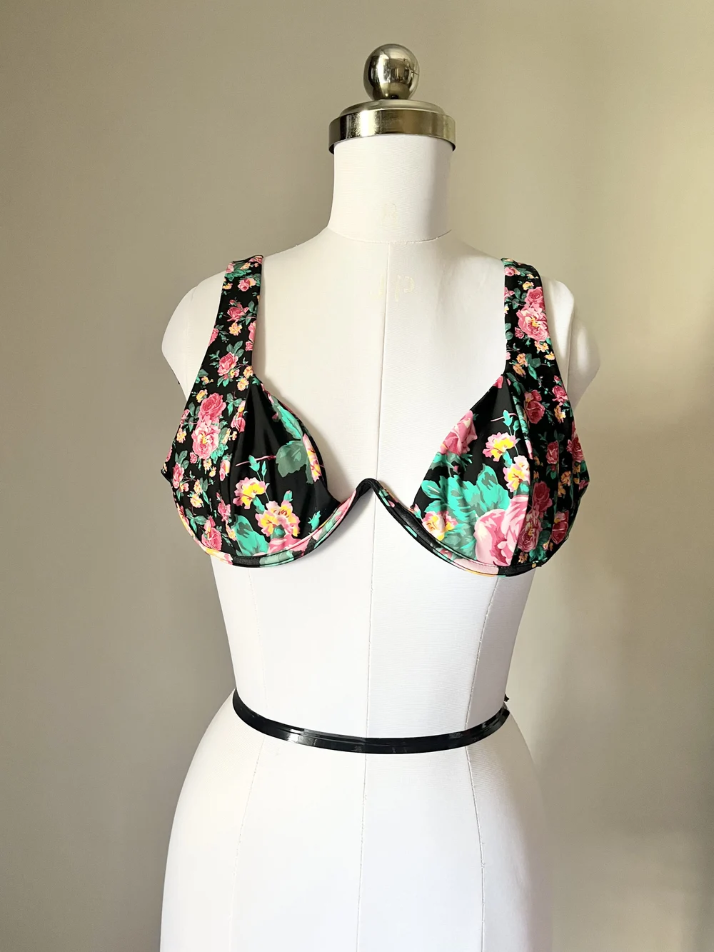 Black floral Bikini top