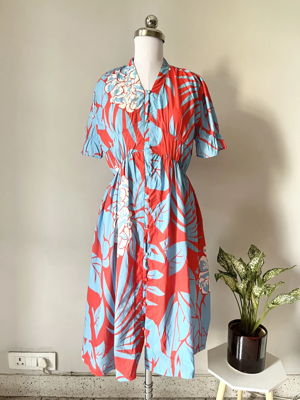 Blue floral printed dress