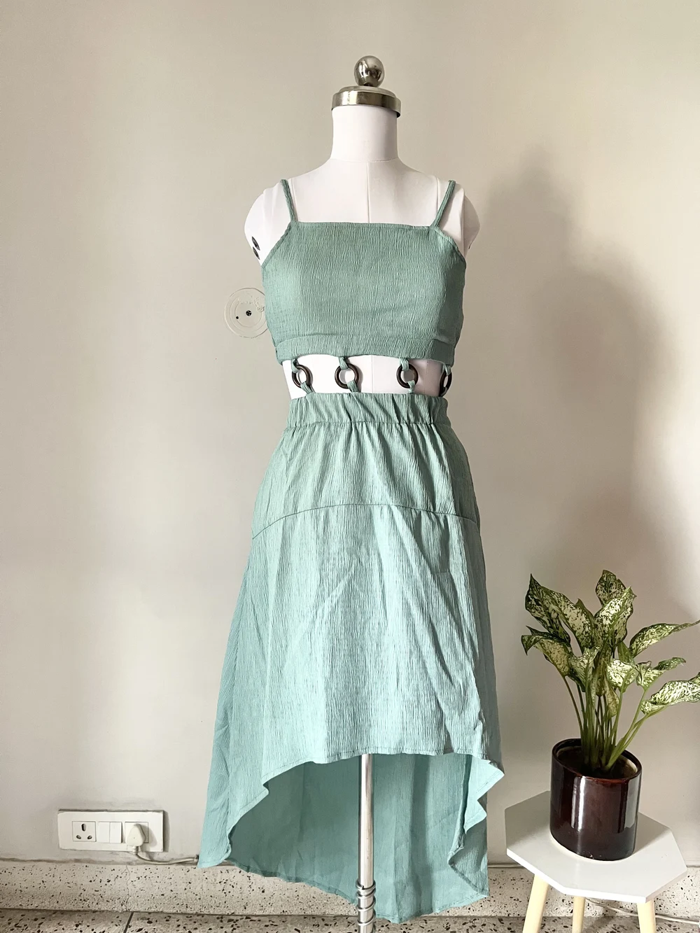 Beachy green solid dress