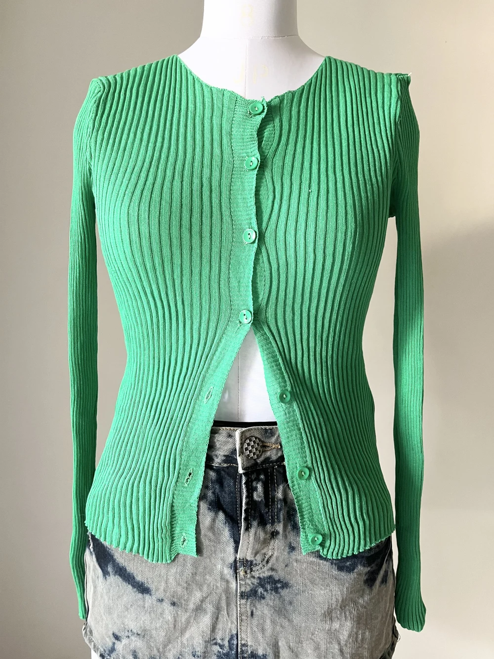 Green button down top 