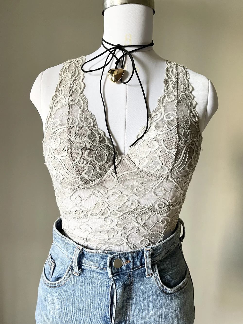 Grey lace top