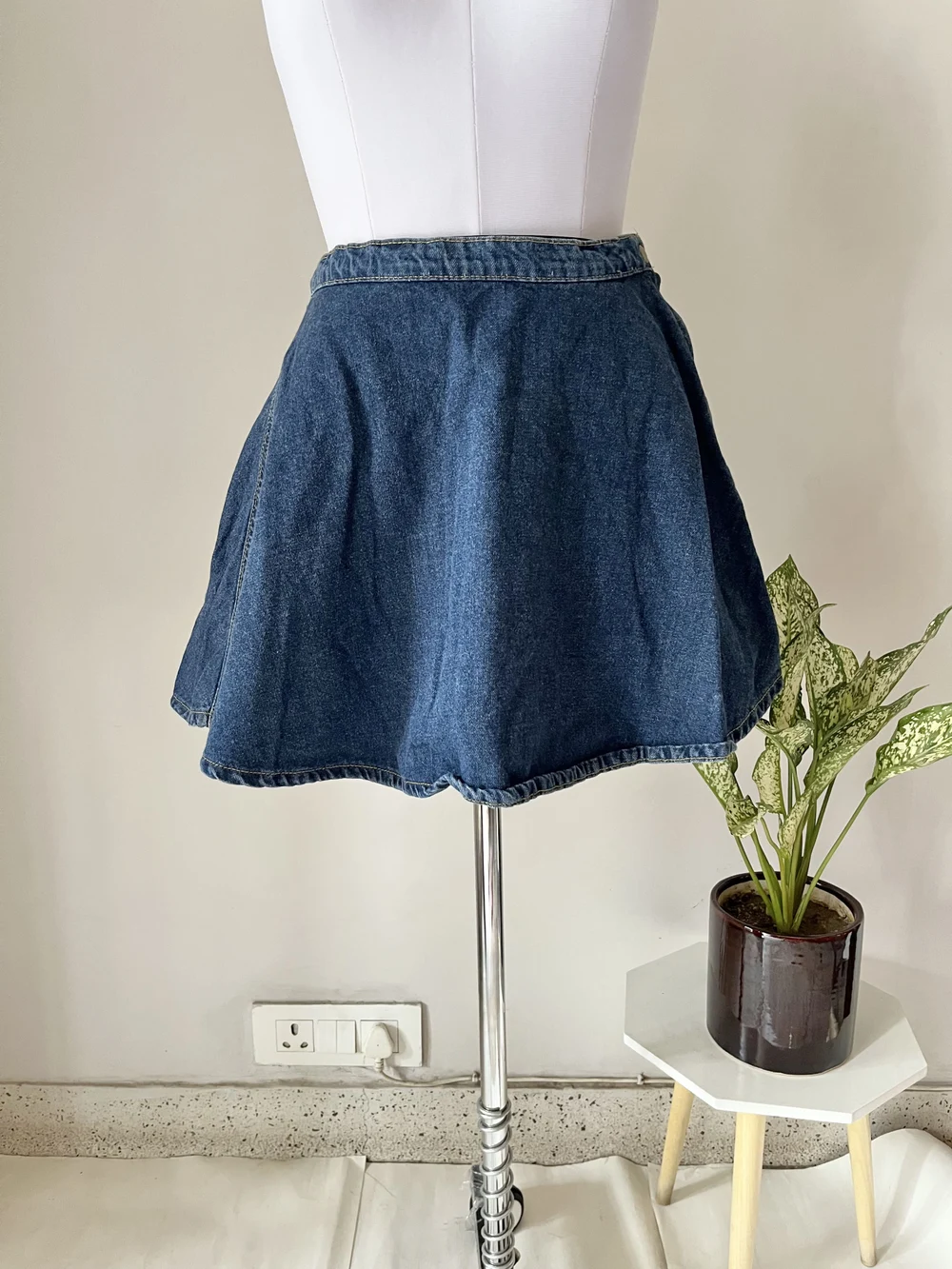 Blue skater denim skirt 