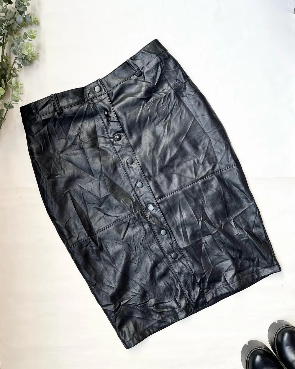 Leather midi skirt 
