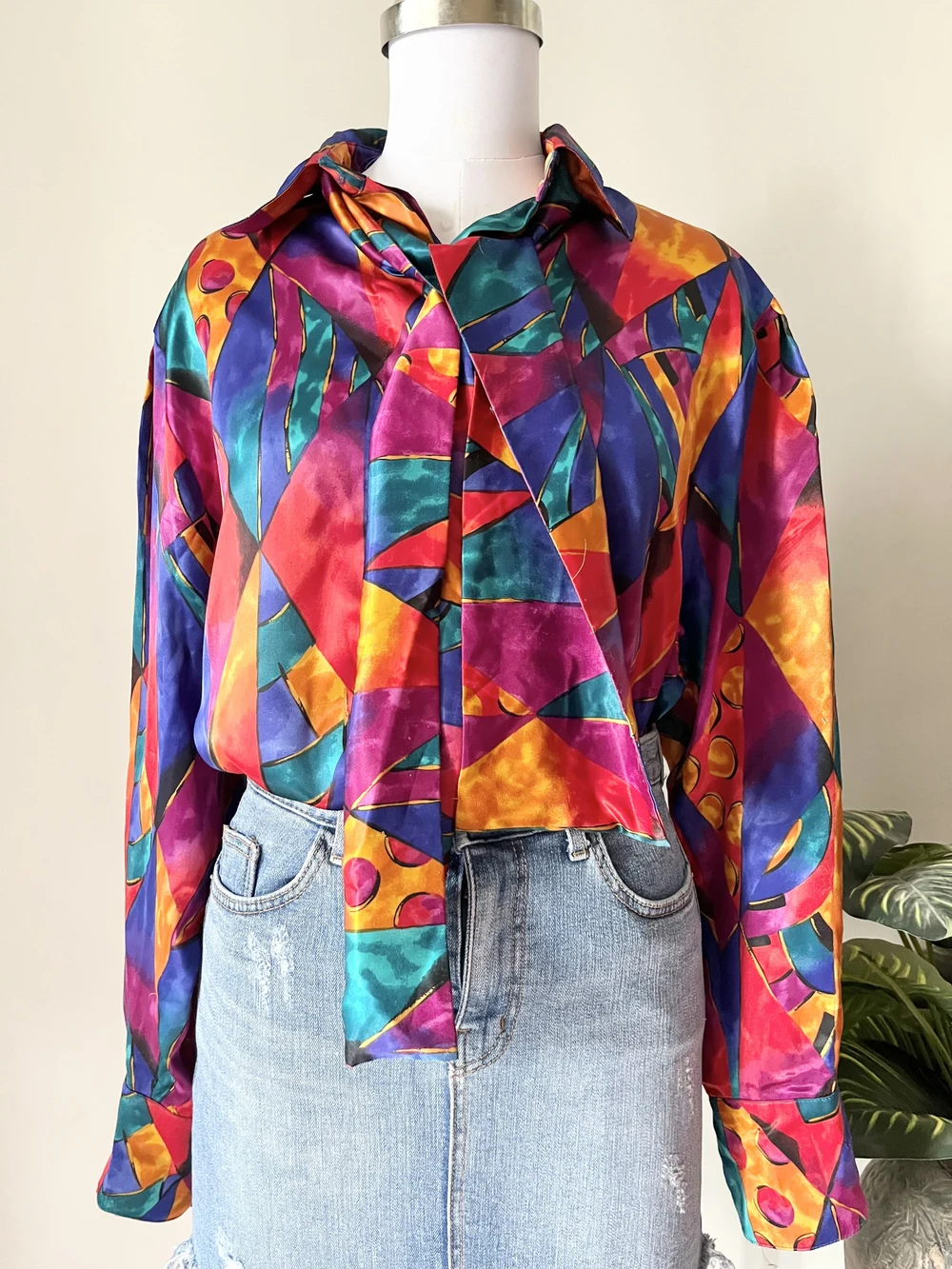 Multicolored satin shirt 