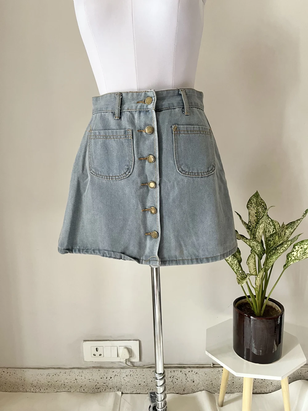 A-line button down skirt
