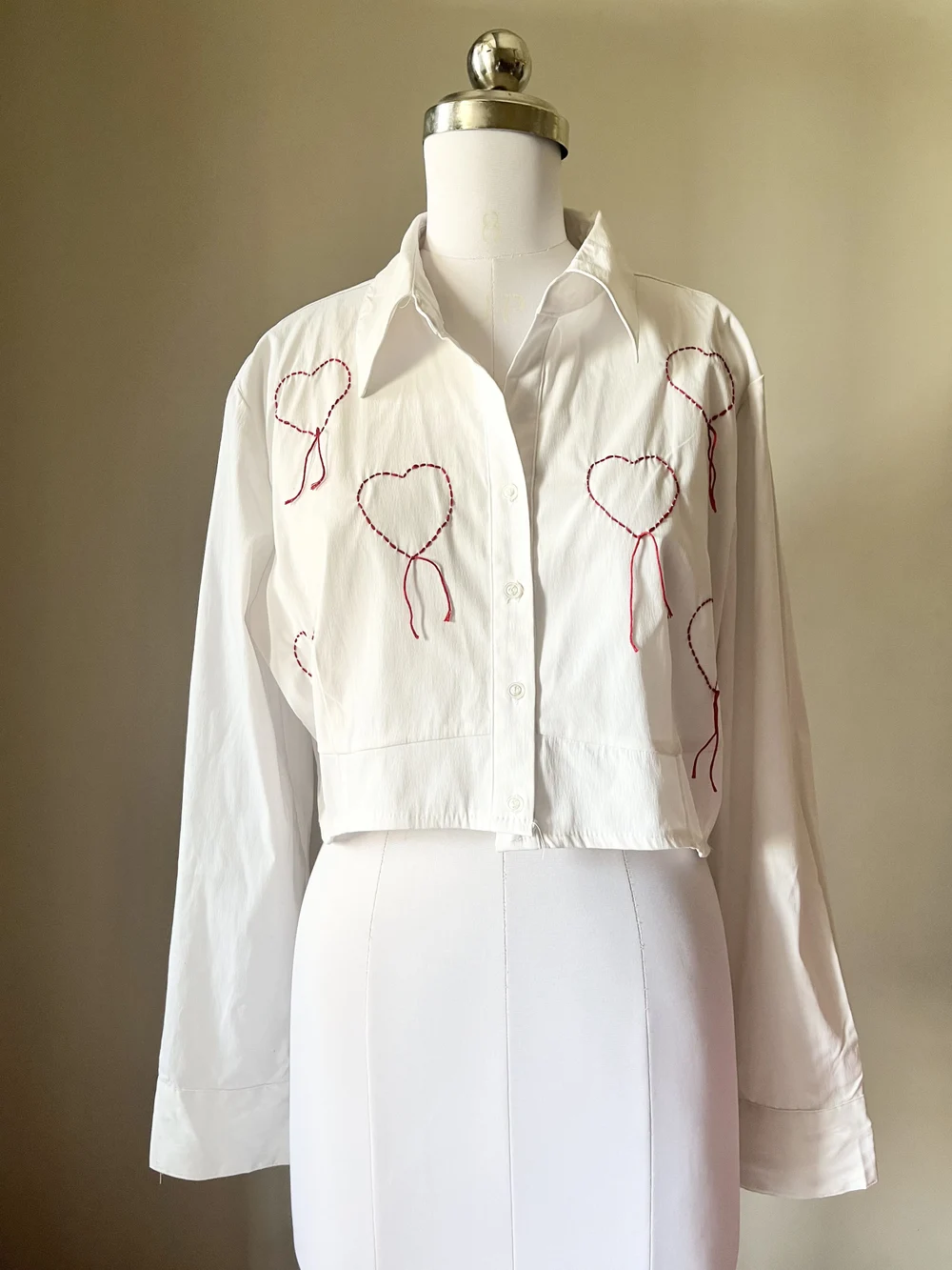 Hand Embroidered heart shirt 