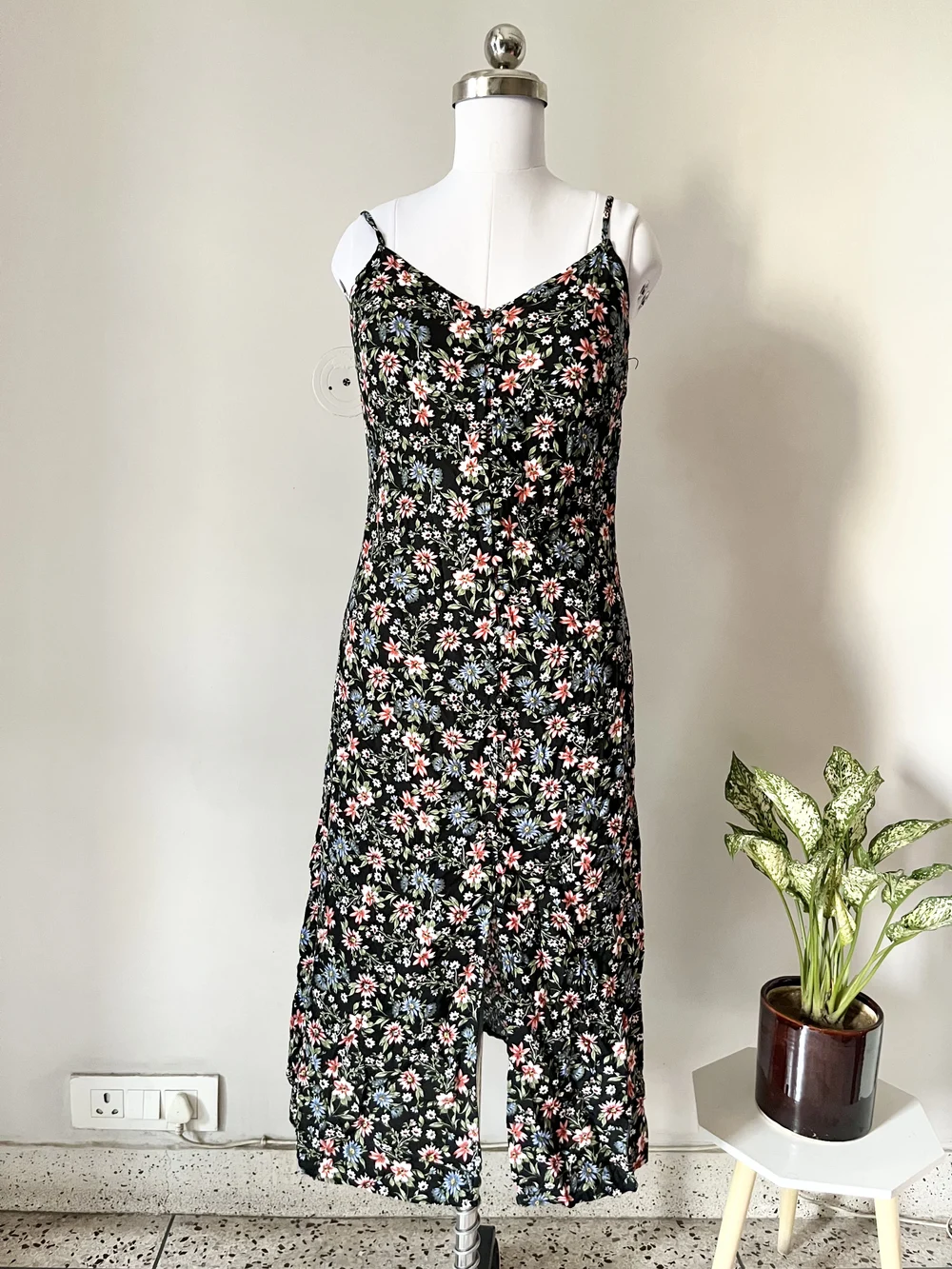 Black floral printed dress 