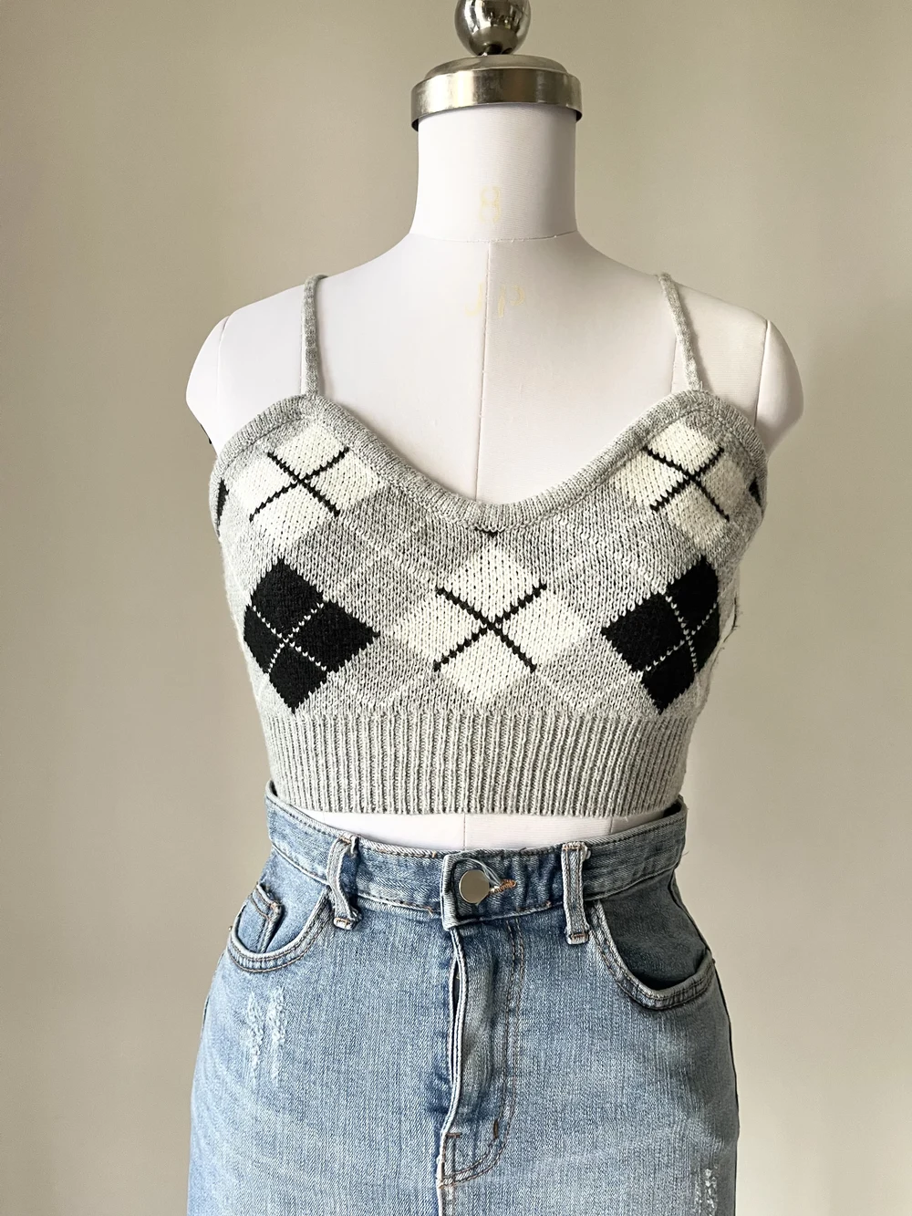 Checkered sweater top 