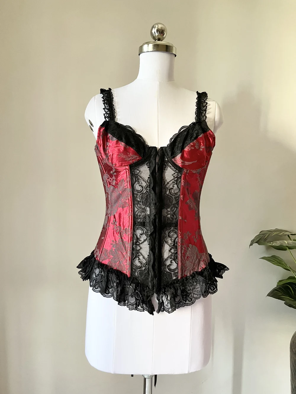 Red hot lace corset top