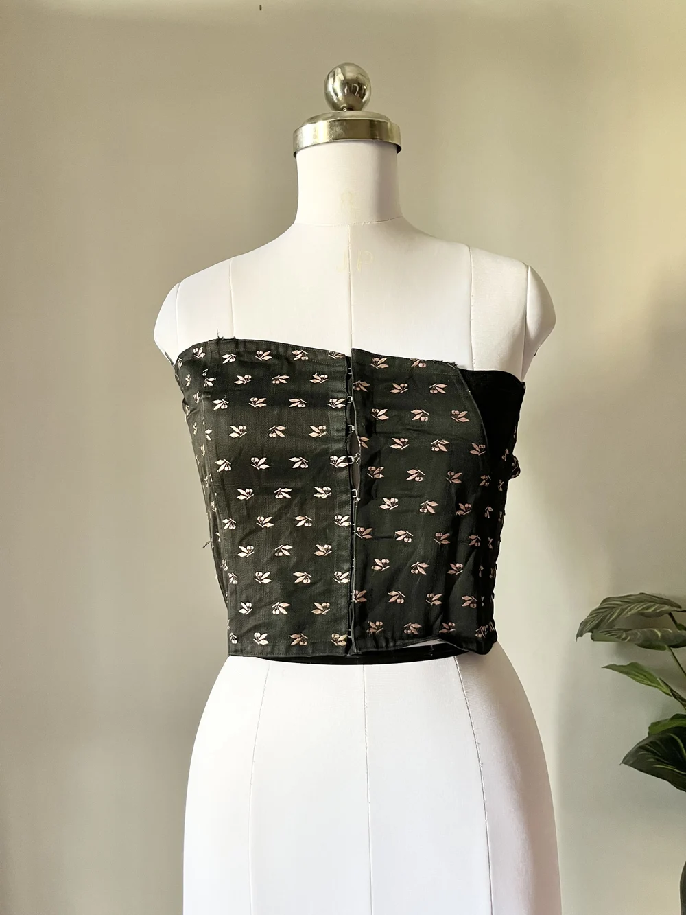 Black printed corset top