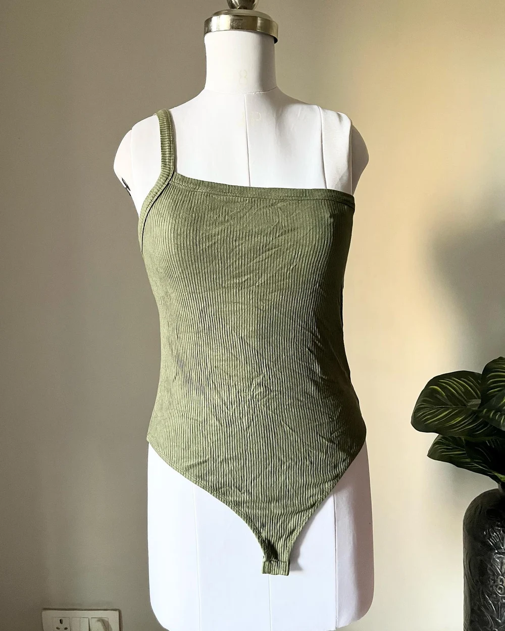 Olive one-shoulder bodysuit 