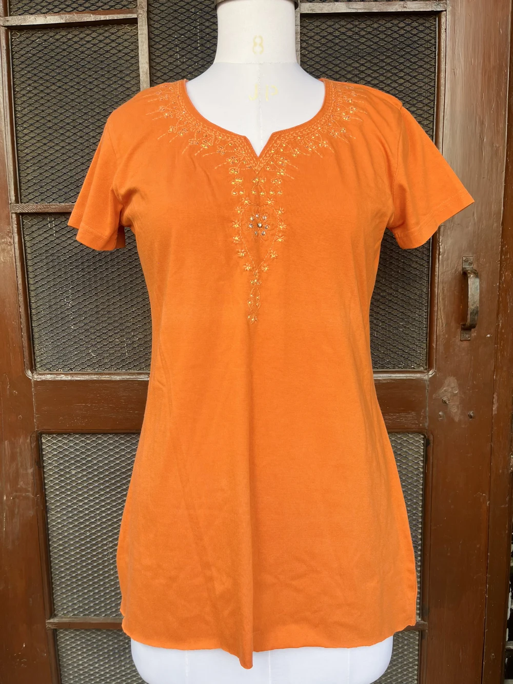 Orange embellished kurti
