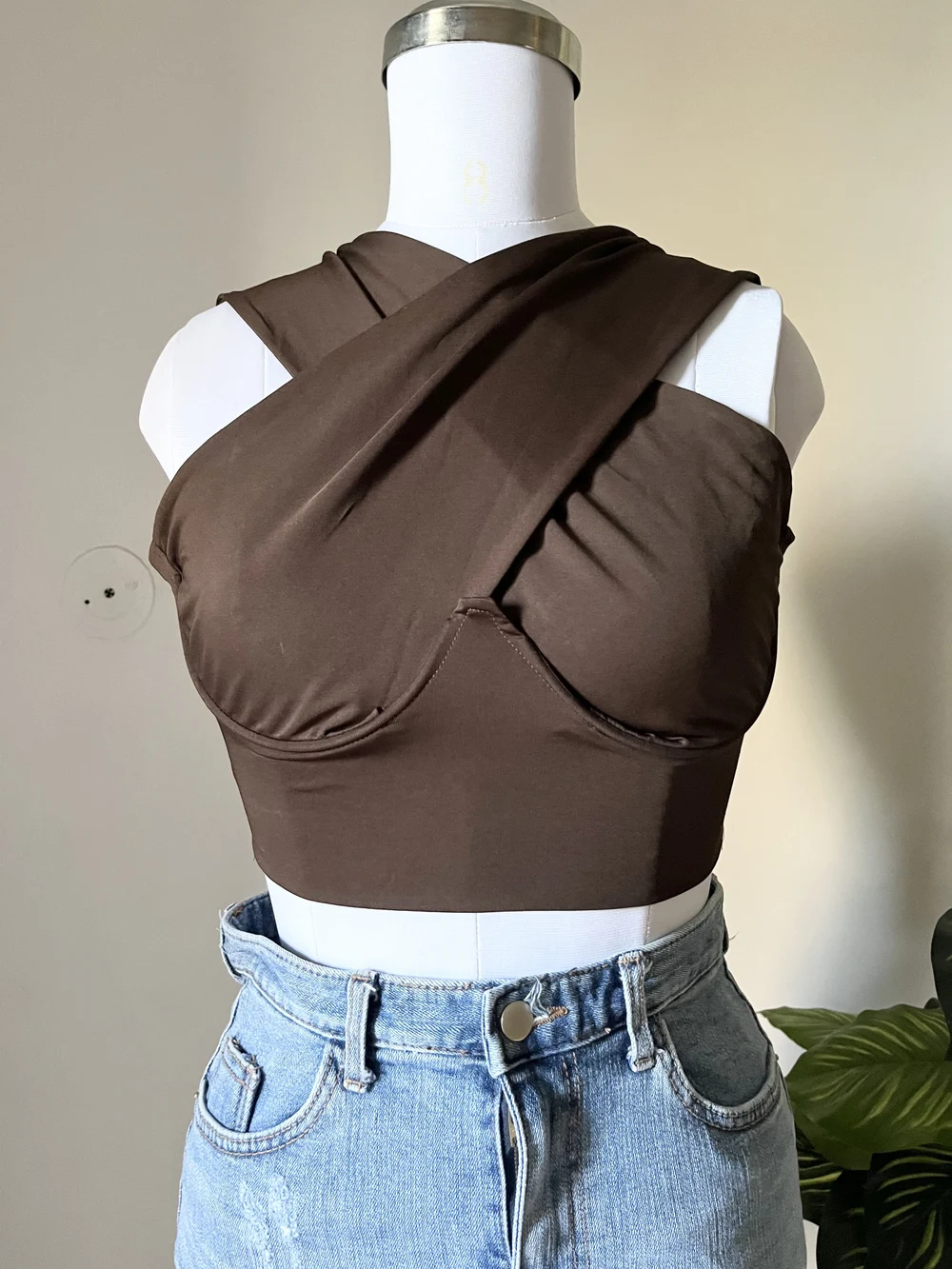 Brown criss-cross top 