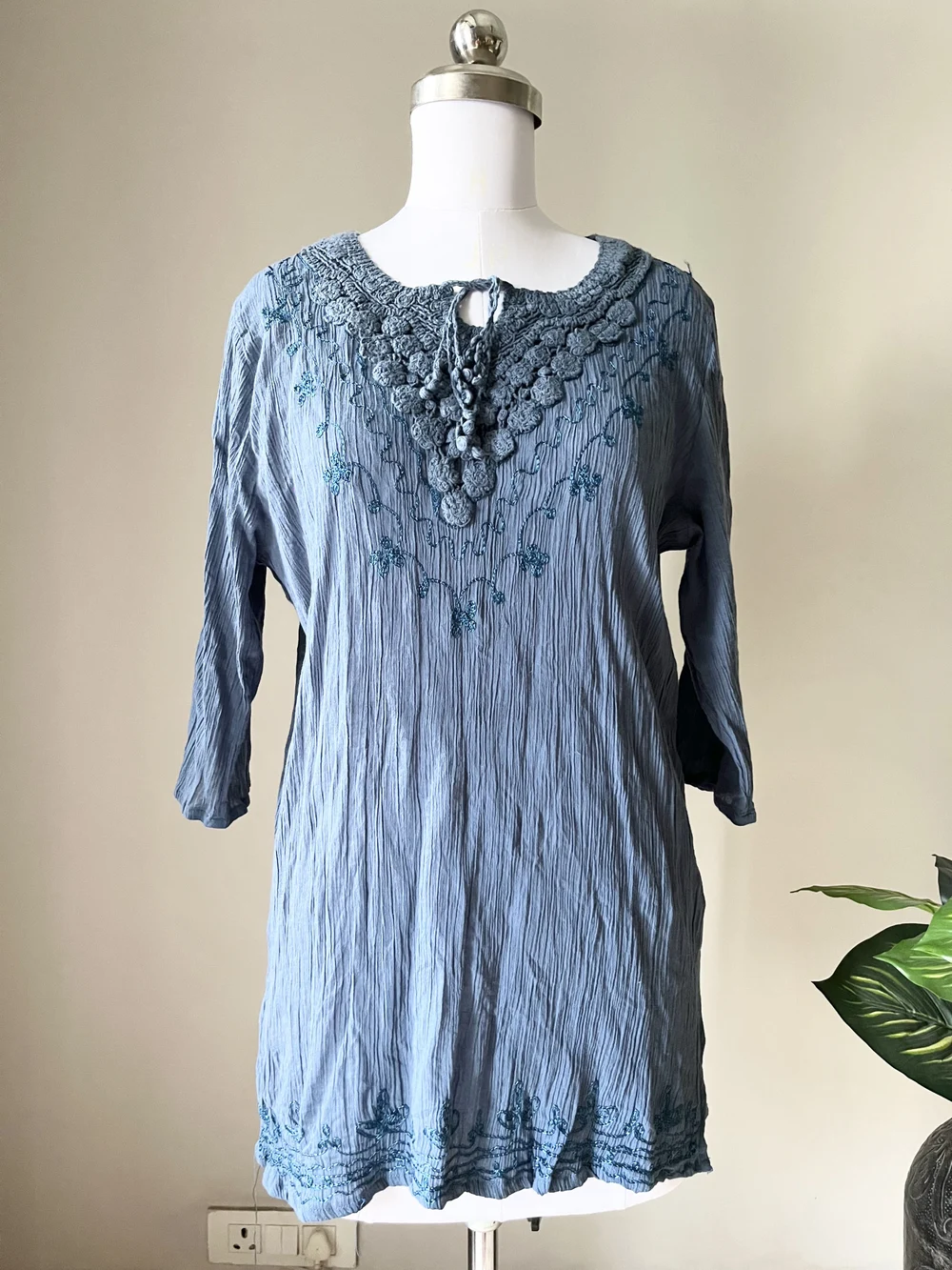 Blue embroidered kurti 