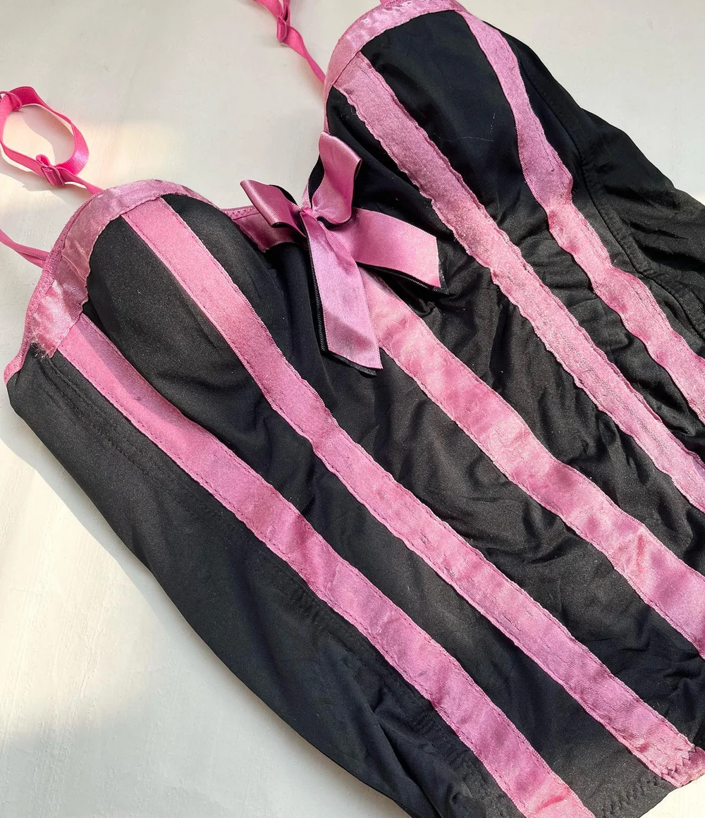 Pink & black corset 