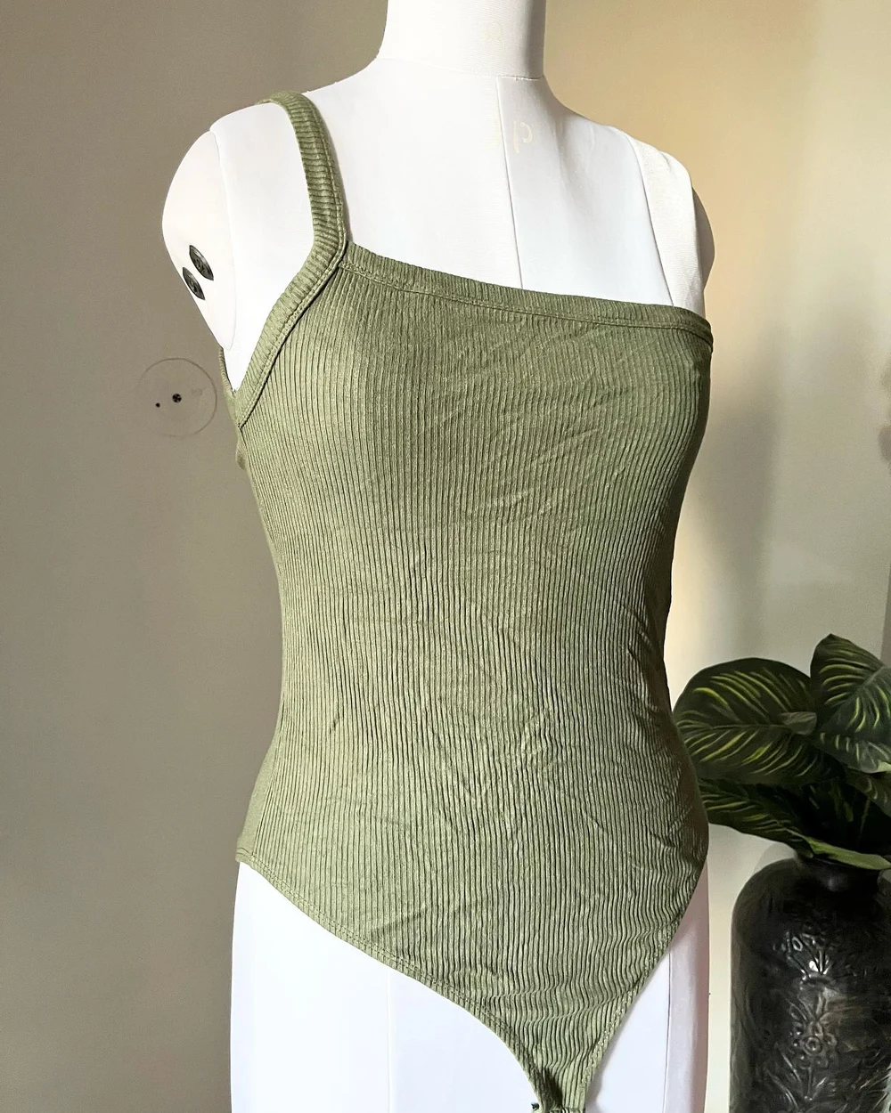 Olive one-shoulder bodysuit 