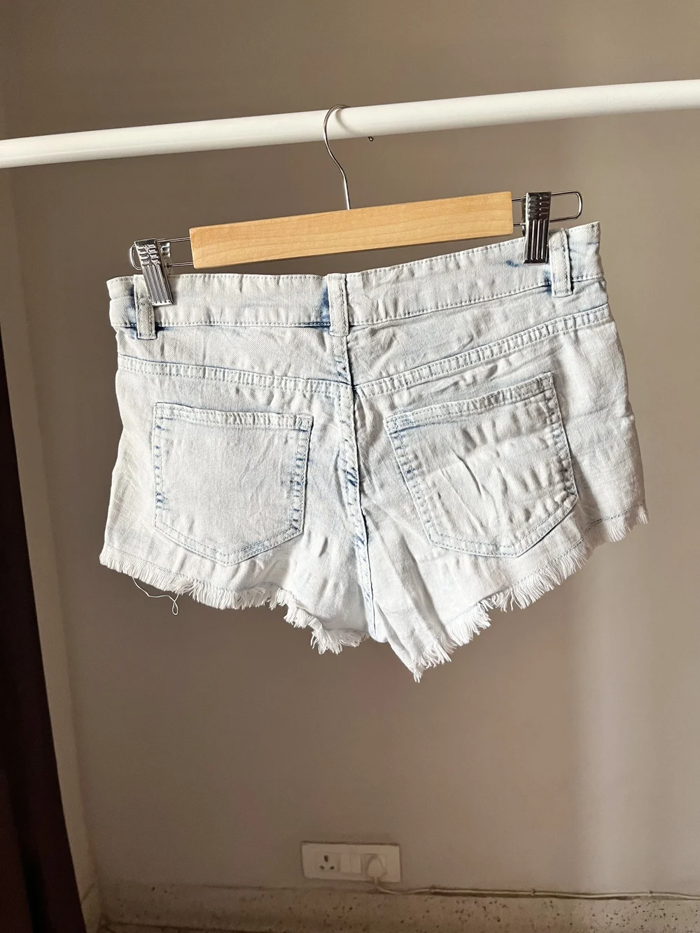 Acid washed booty shorts