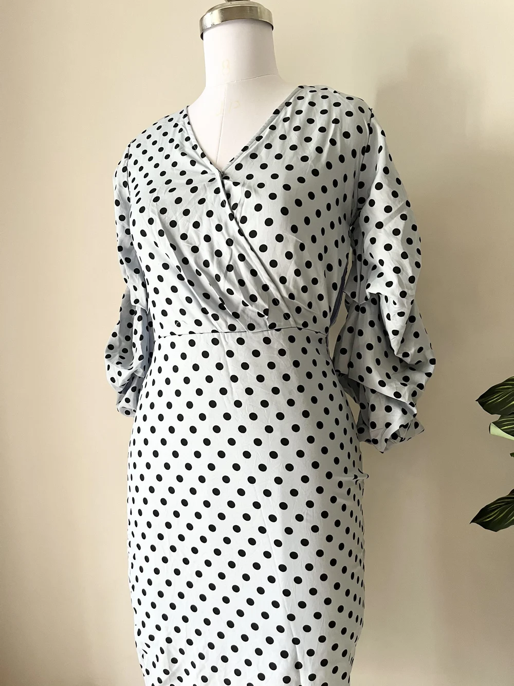 Polka dot blue bodycon dress