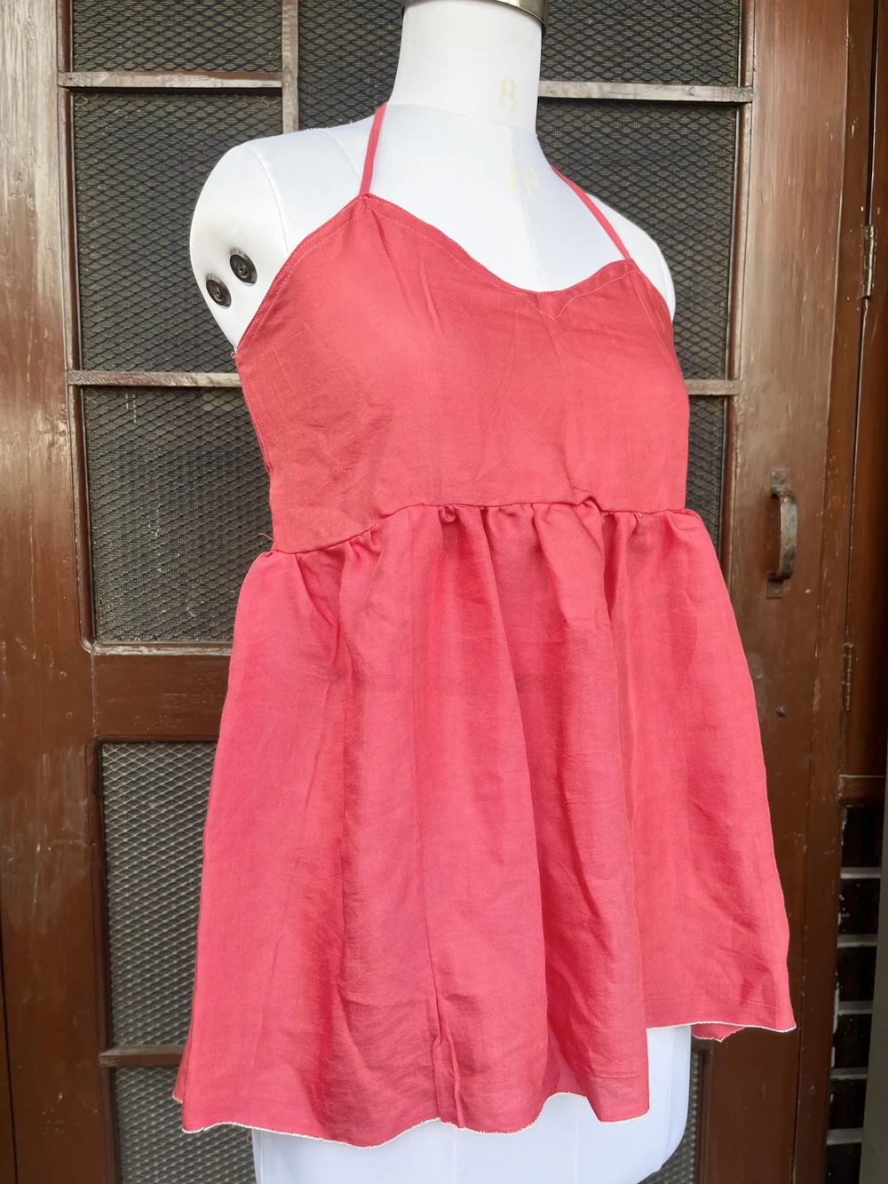 Pink Halter-neck kurti