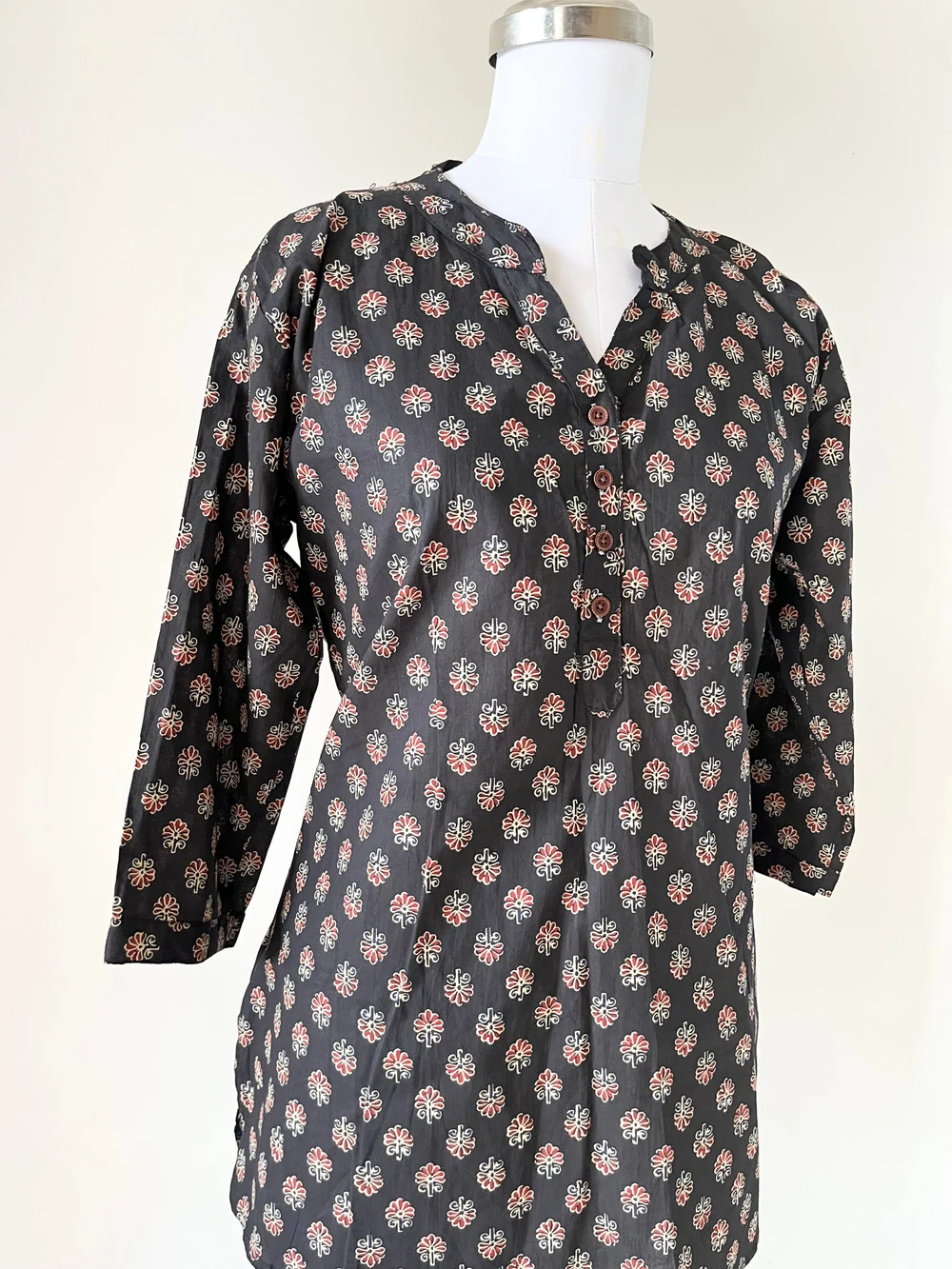 Printed black short kurti