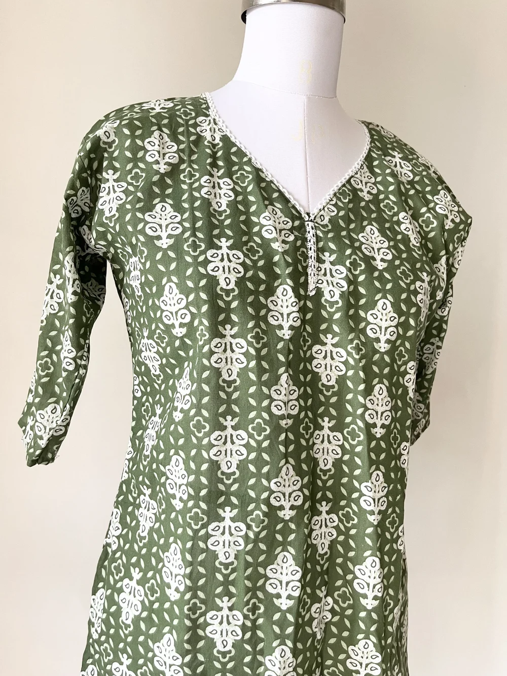 Green printed short kurti