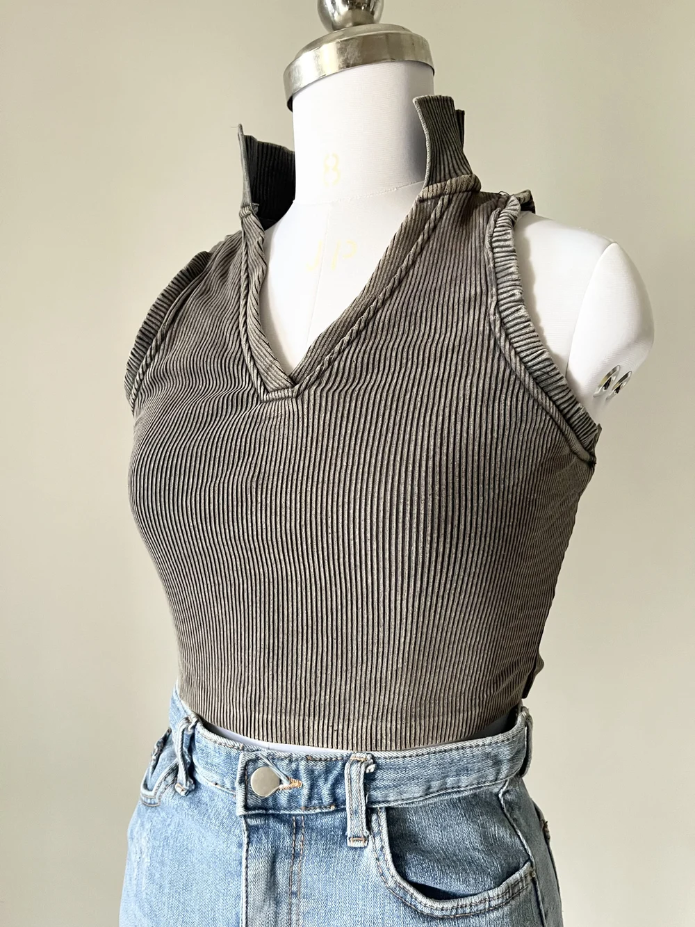 Grey corduroy shirt top 