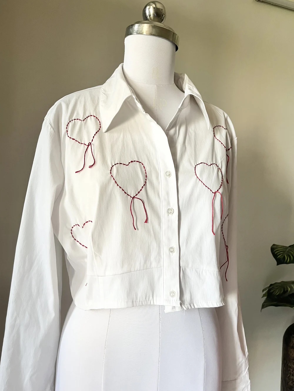 Hand Embroidered heart shirt 