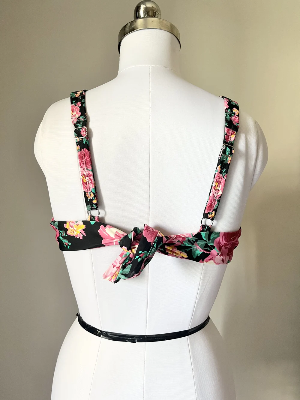 Black floral Bikini top