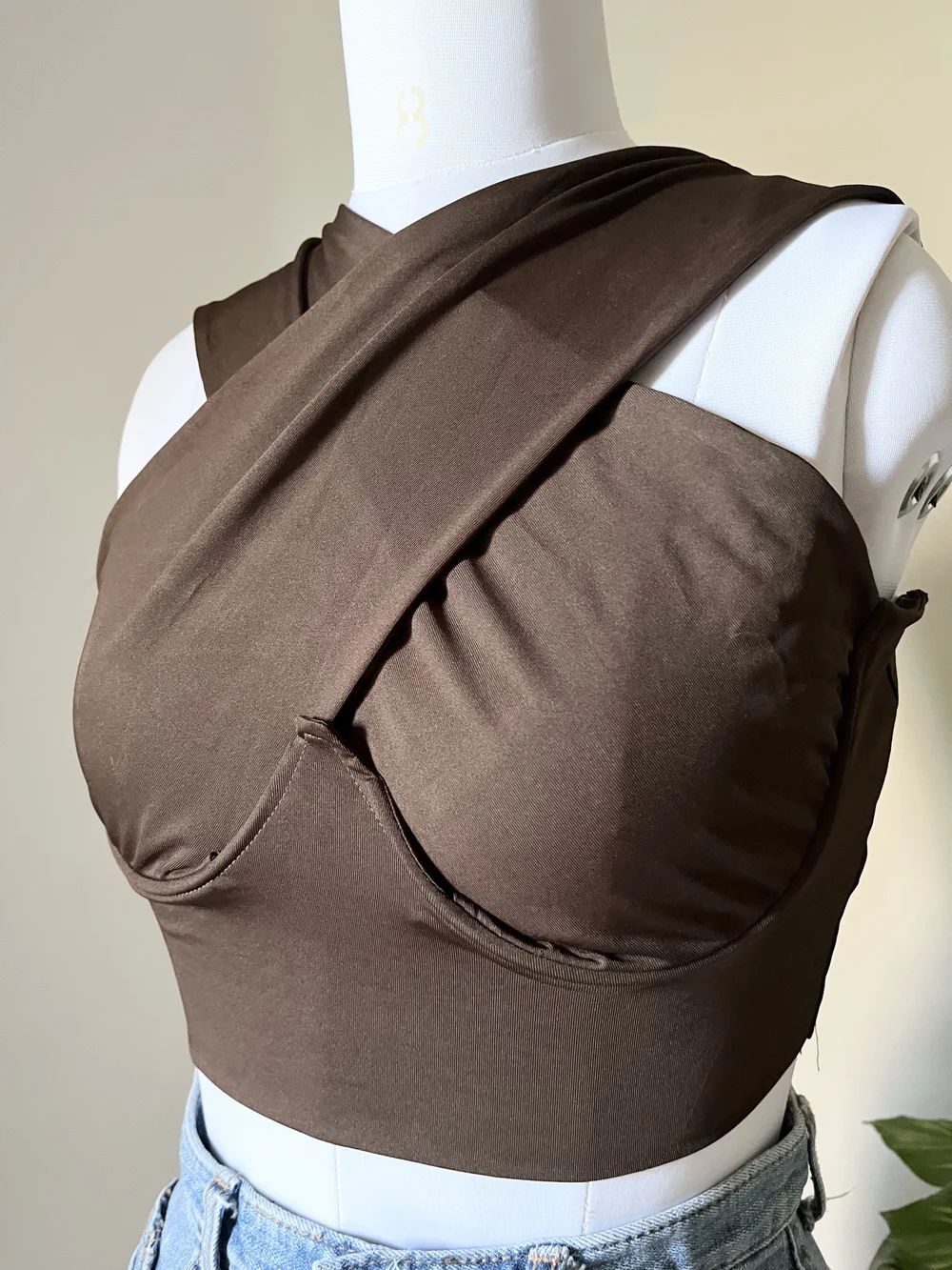 Brown criss-cross top 