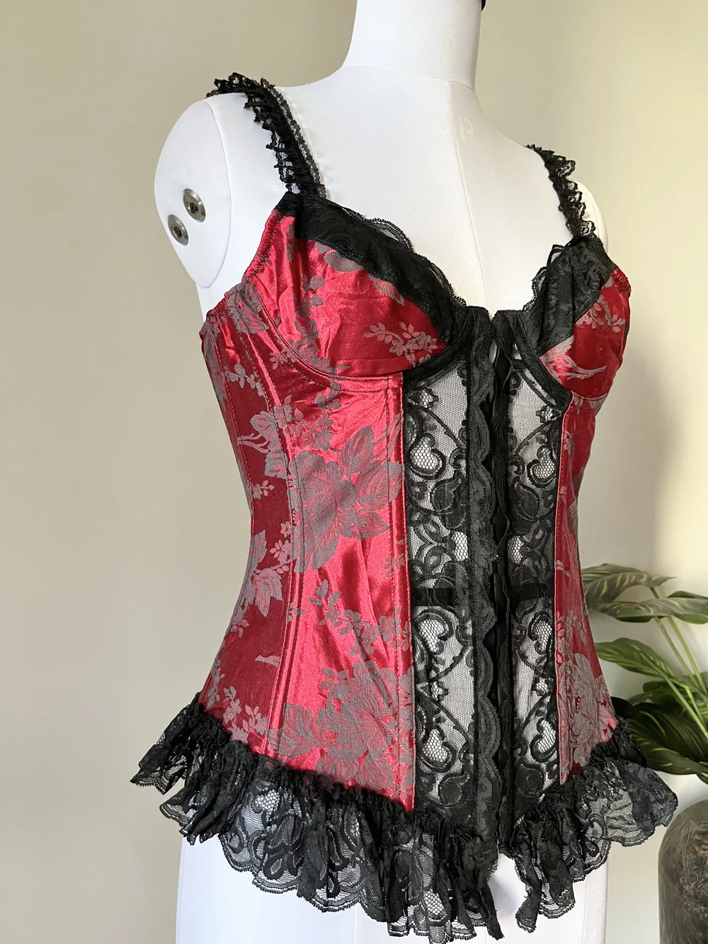 Red hot lace corset top