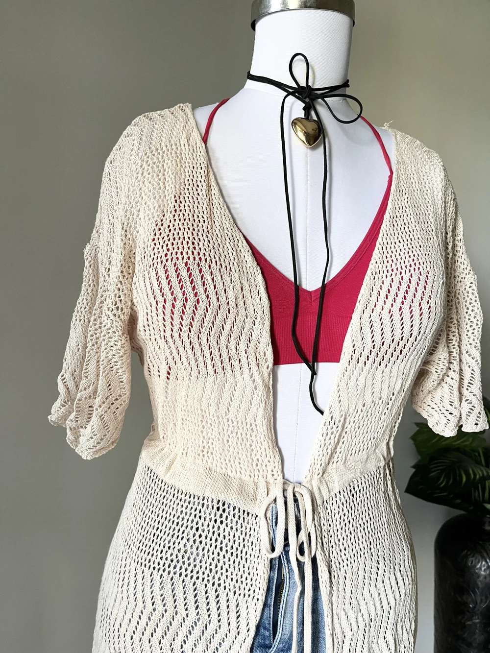 Beige crochet shrug