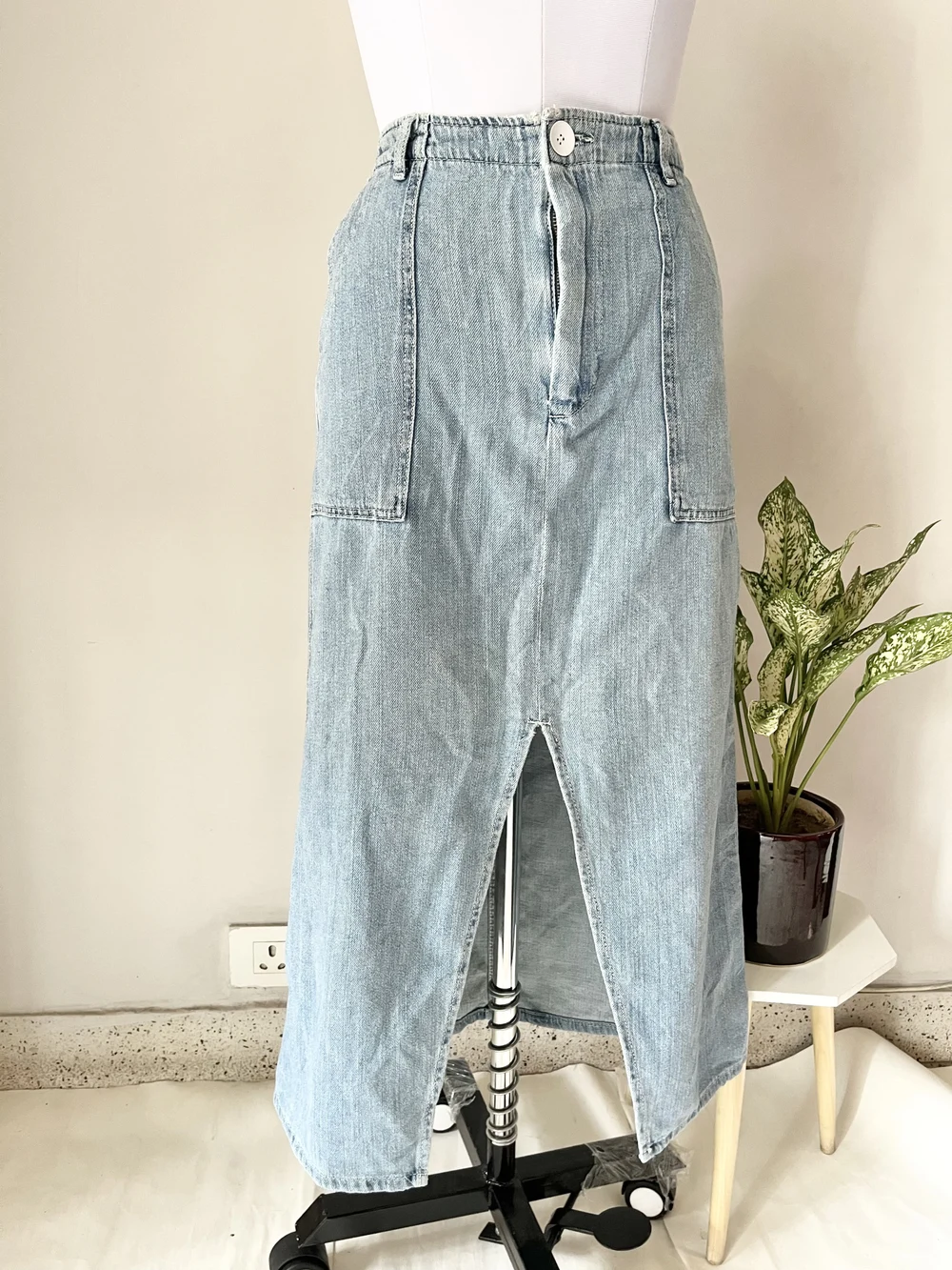 Blue maxi denim skirt 