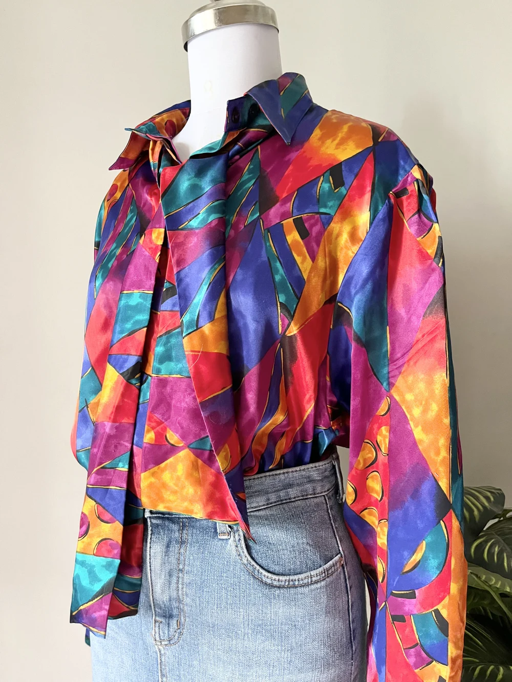 Multicolored satin shirt 