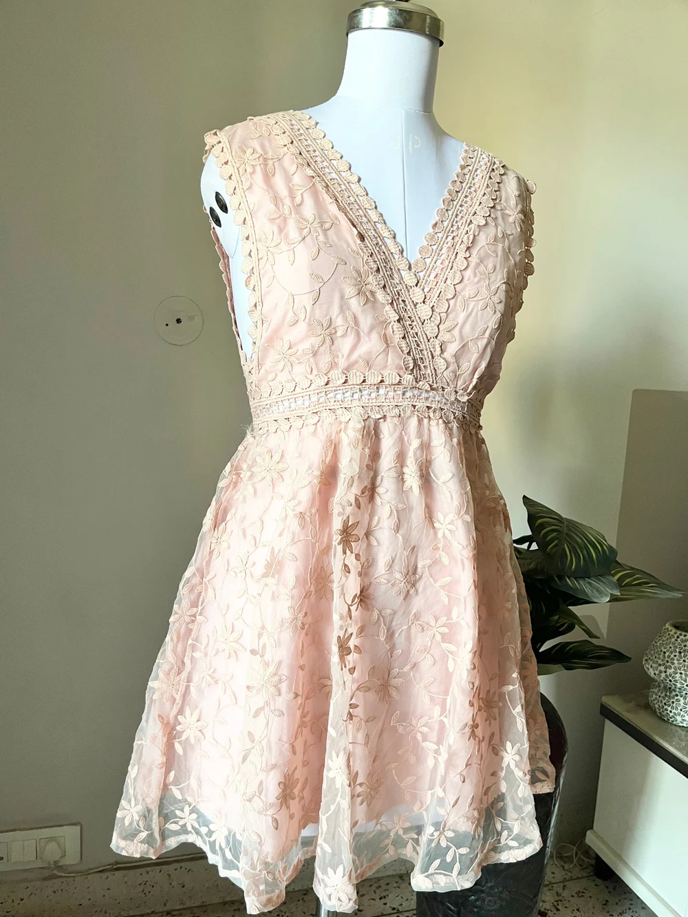flower net Peach dress