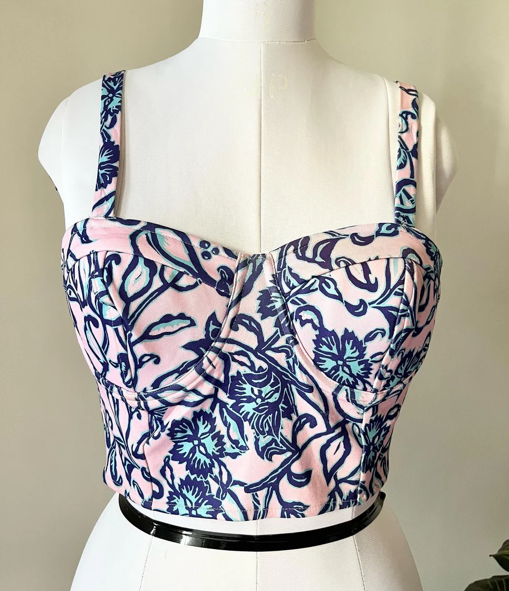 Printed padded bustier top 