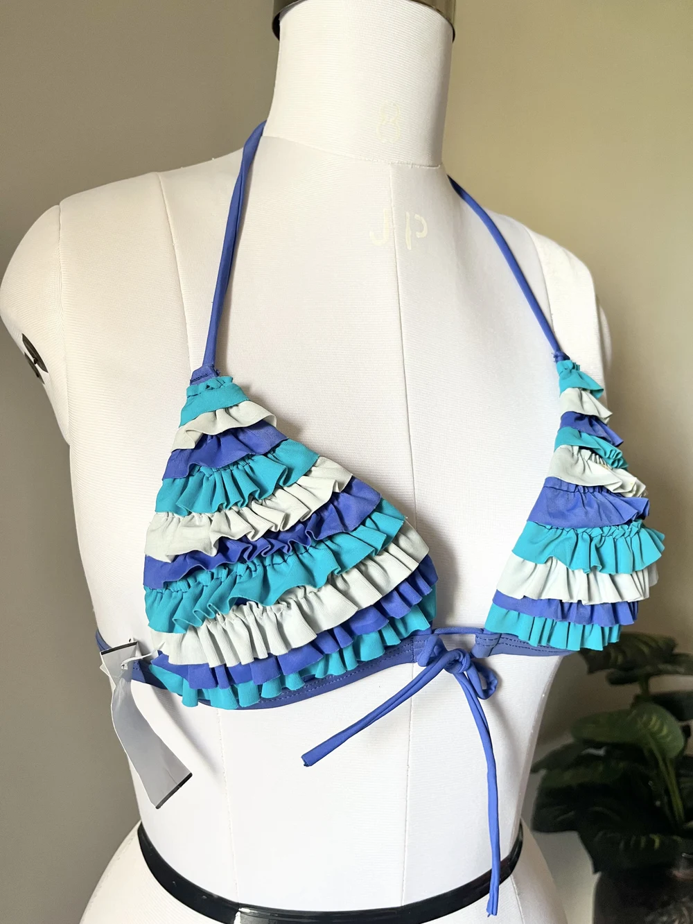 Blue Tiered Bikini top 