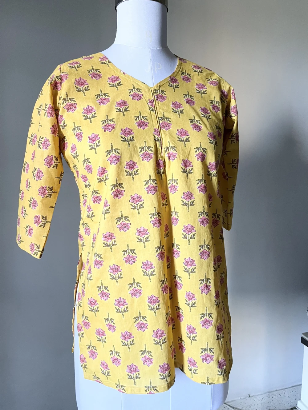 Pure cotton yellow kurti 
