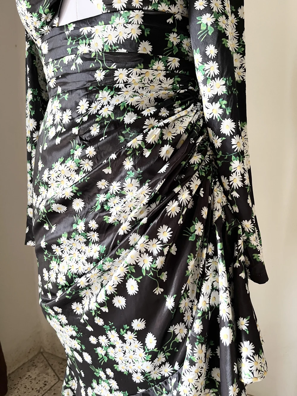 Floral Drawstring padded dress 