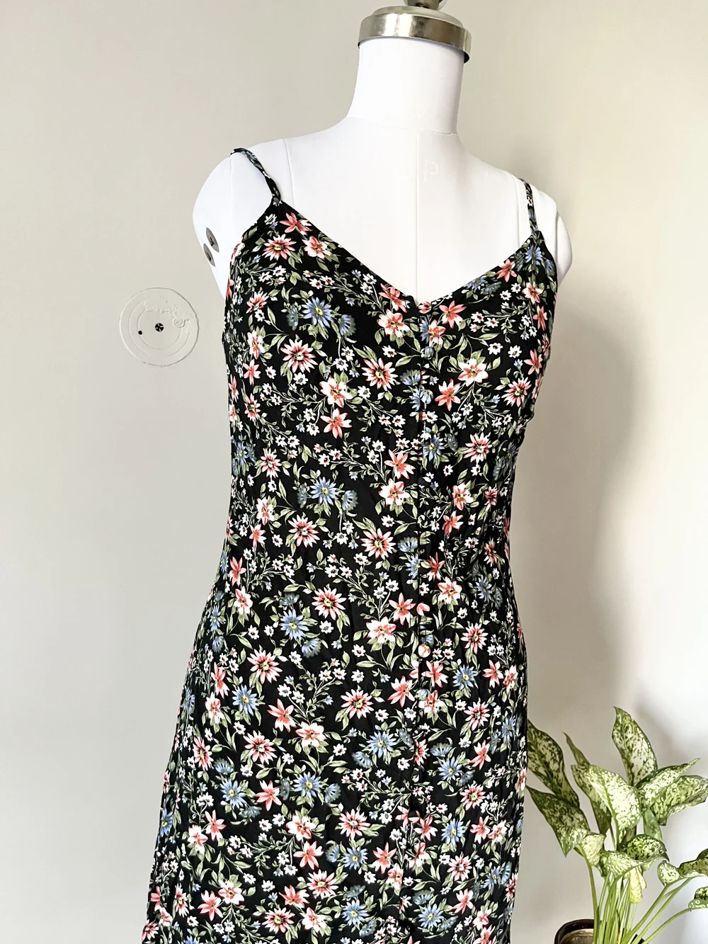 Black floral printed dress 